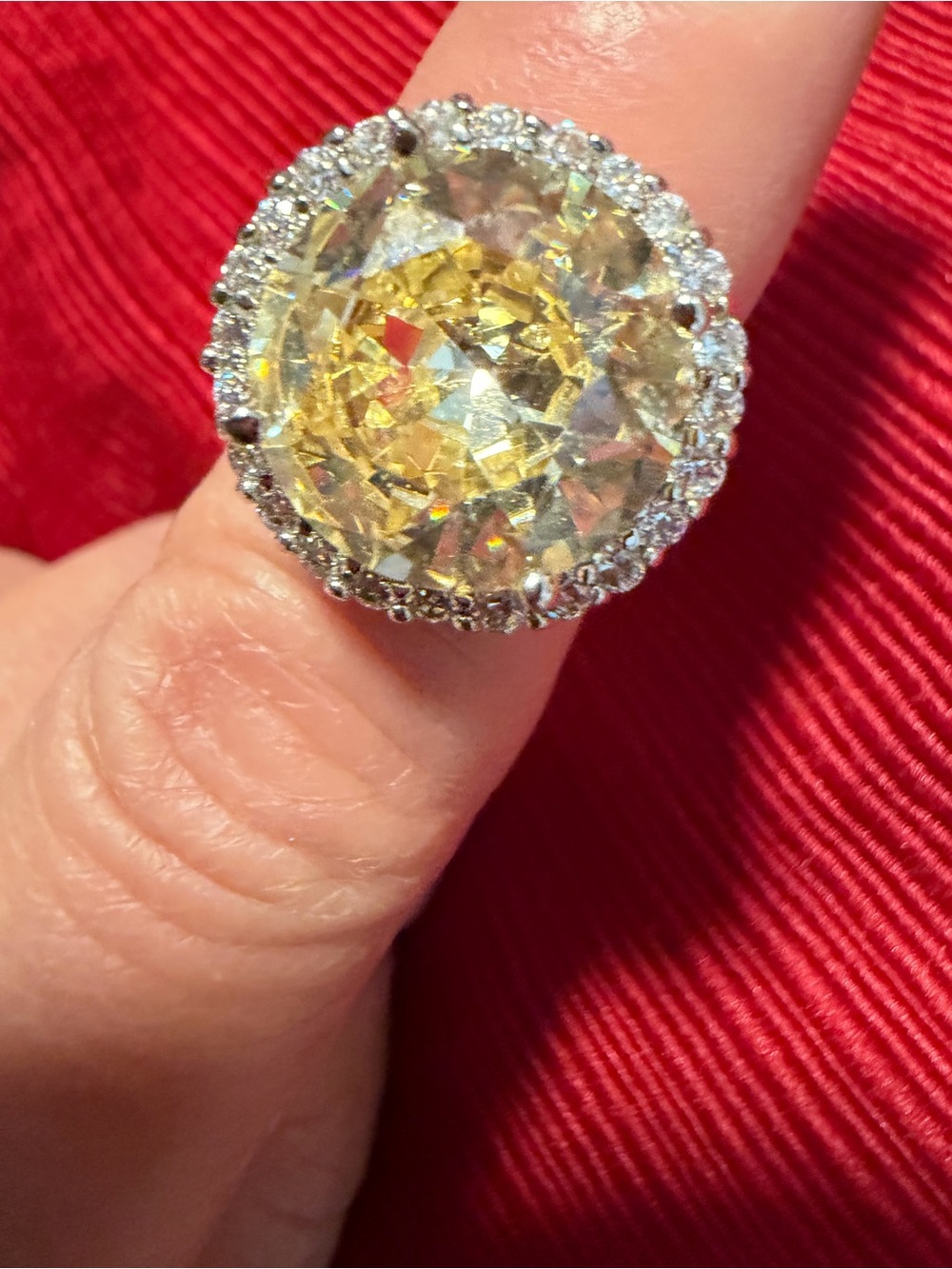 Park Lane Yellow Crystal Halo Statement Ring Size 8 New